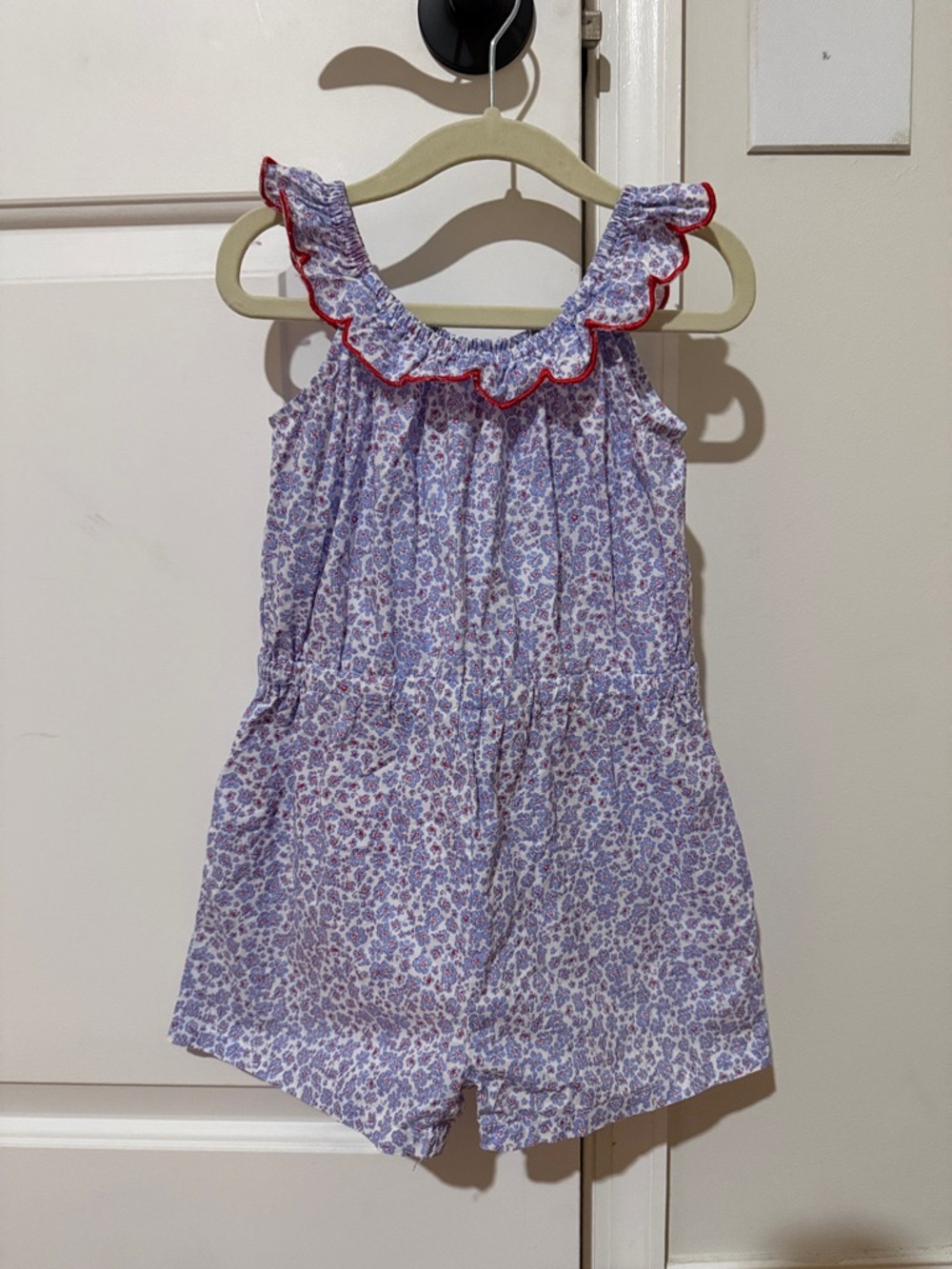 Bisby Kids Romper Floral Print Red, White and Blue Flowers Size 5